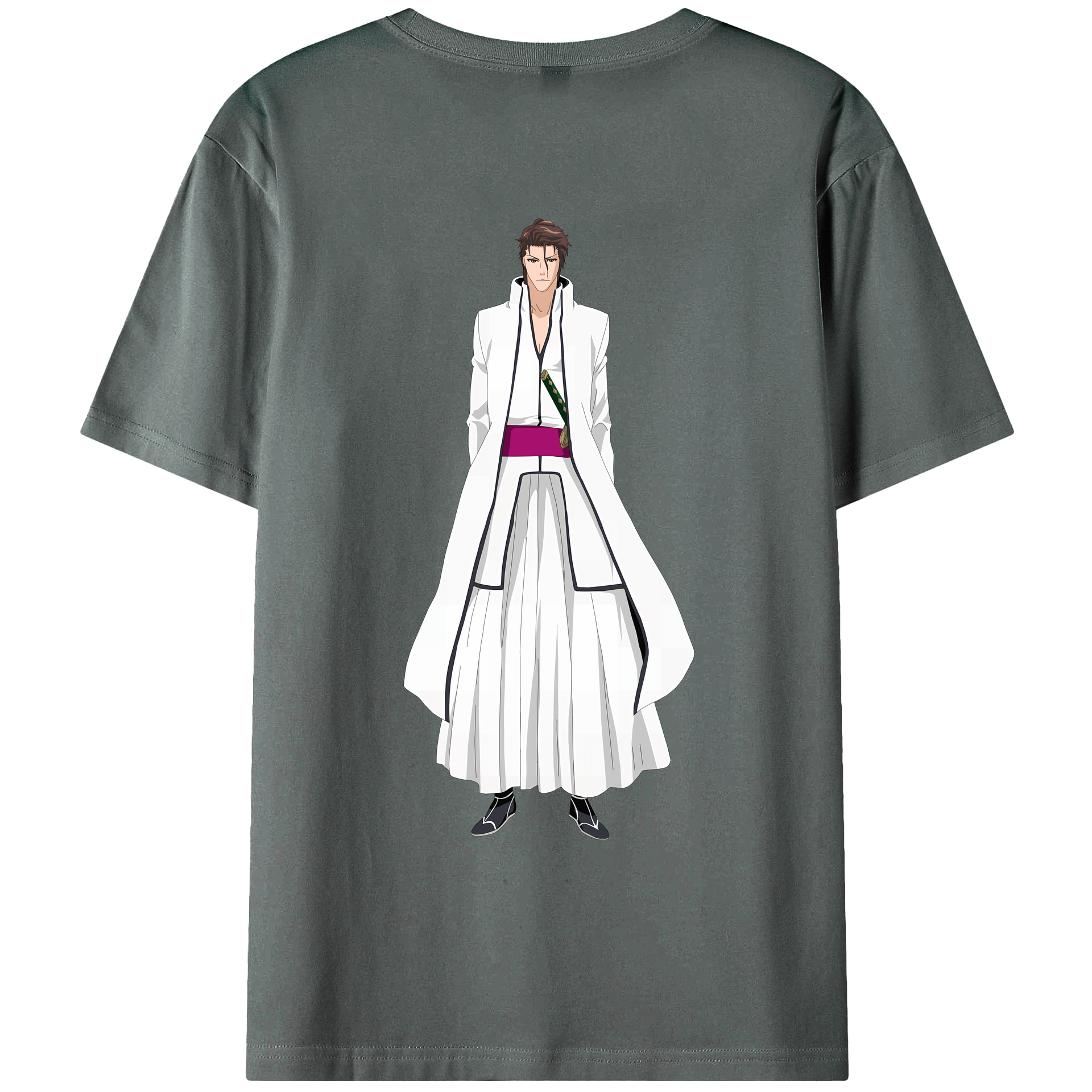 （画像用） ブリーチ 藍染 惣右介（あいぜん そうすけ） BLEACH Aizen Sousuke 綿100％ メンズ半袖Tシャツ（バックプリント） 通気性